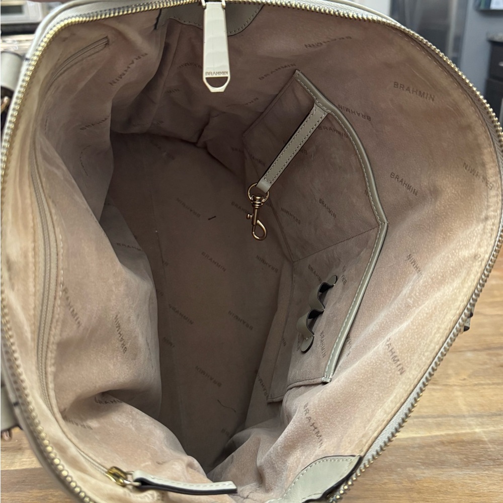 Brahmin Large Smooth Leather Duxbury Satchel/Shoulder Bag in Sand Topsail - Picture 11 of 11